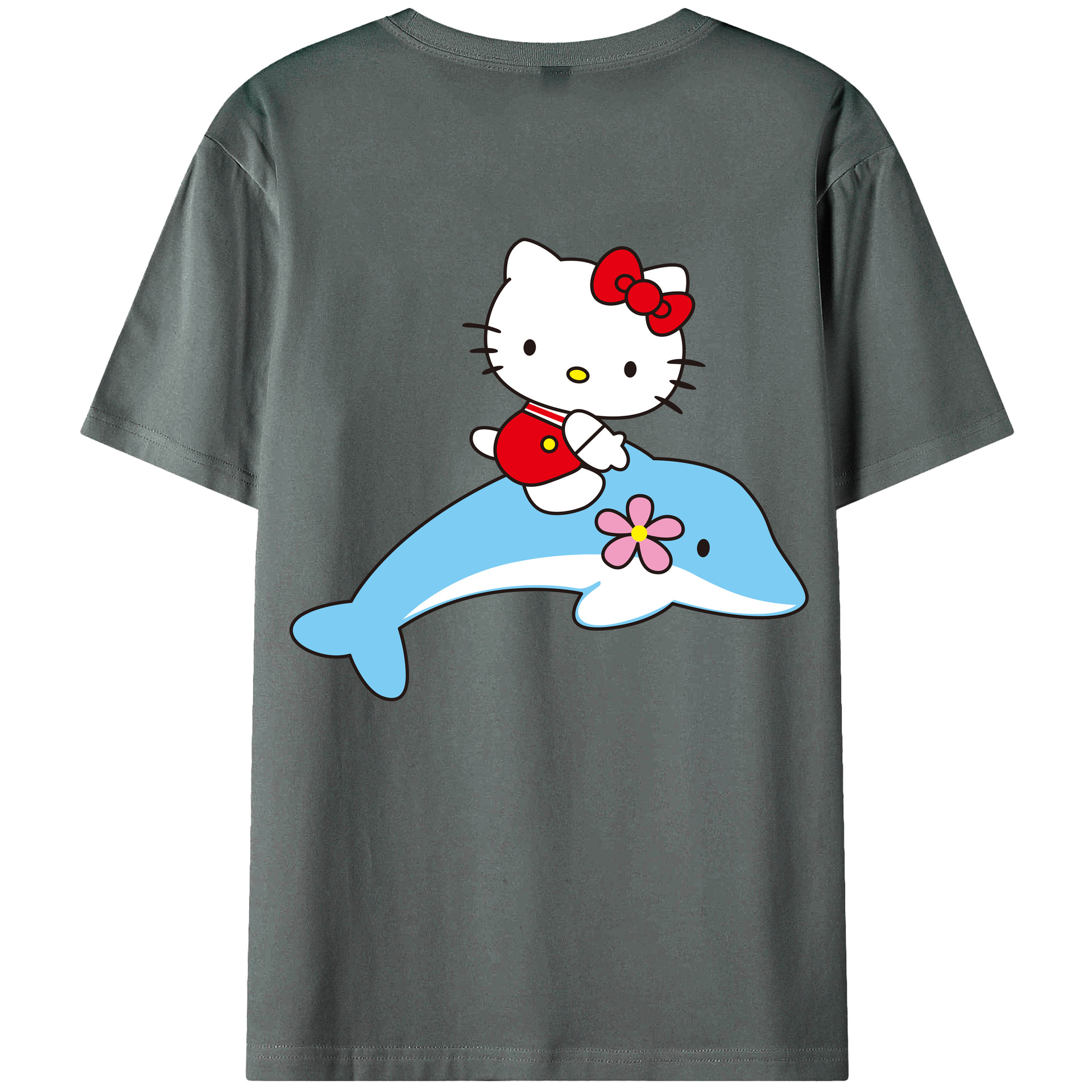 （画像用） Hello Kitty ハローキティ 綿100％ メンズ半袖Tシャツ（バックプリント） 通気性